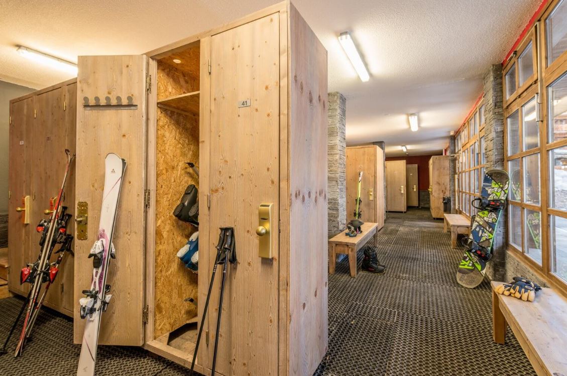 The ski lockers at the residence