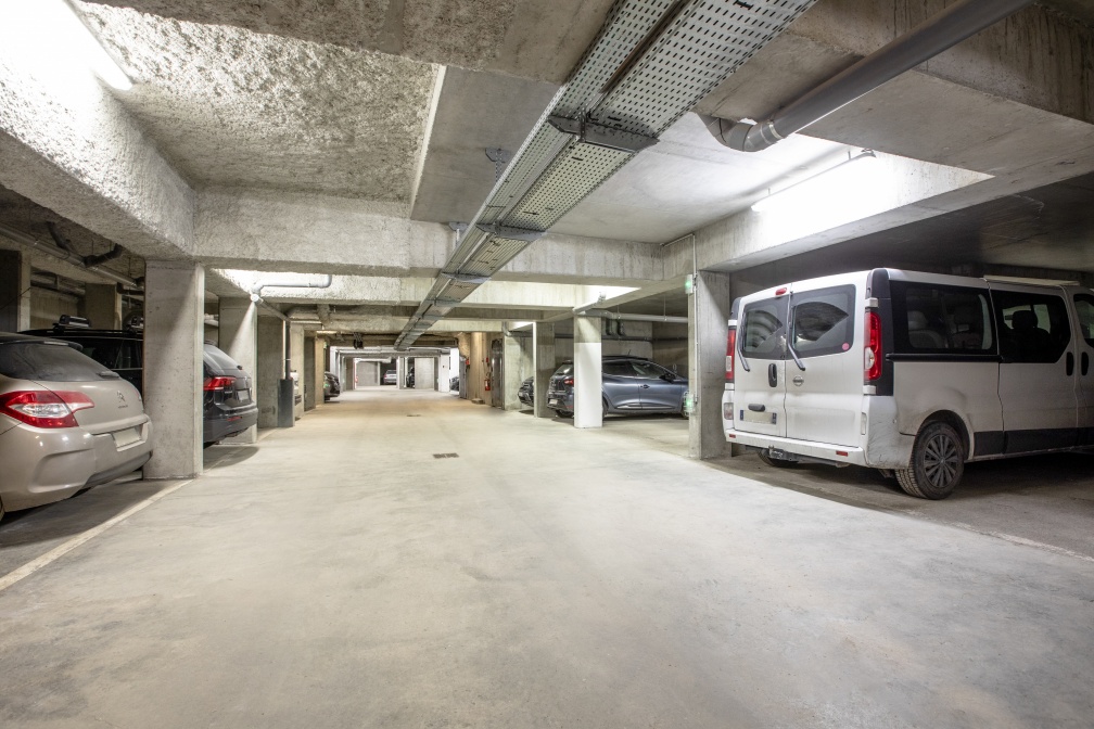 The underground car park at the residence