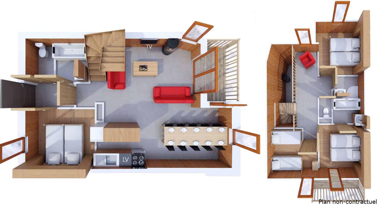 A floorplan of the 10 person family apartment
