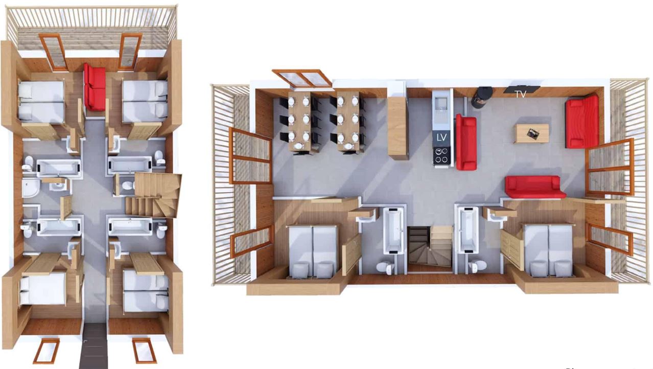 The floorplan for the 14 person apartment