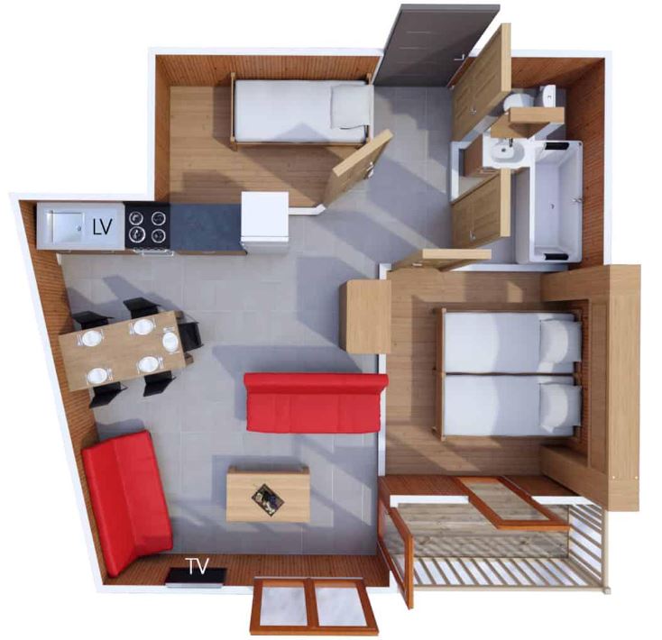 The floor plan for the 3/5 person family apartment