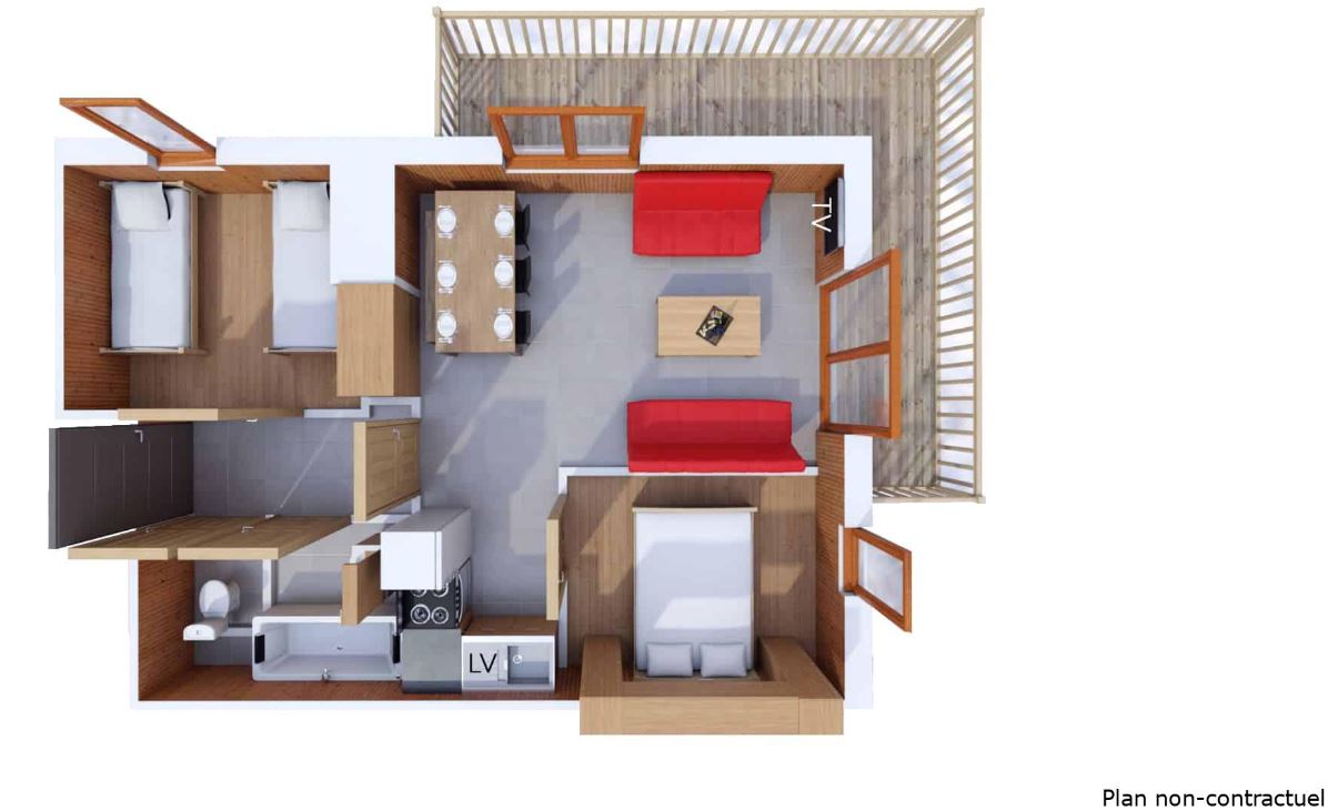 An image of the floorplan for the 4/6 Person Apartment - 38.5m2