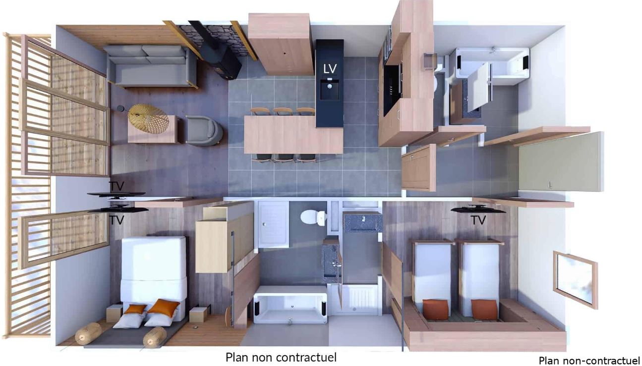 An image of the floorplan for the 4/6 person apartment