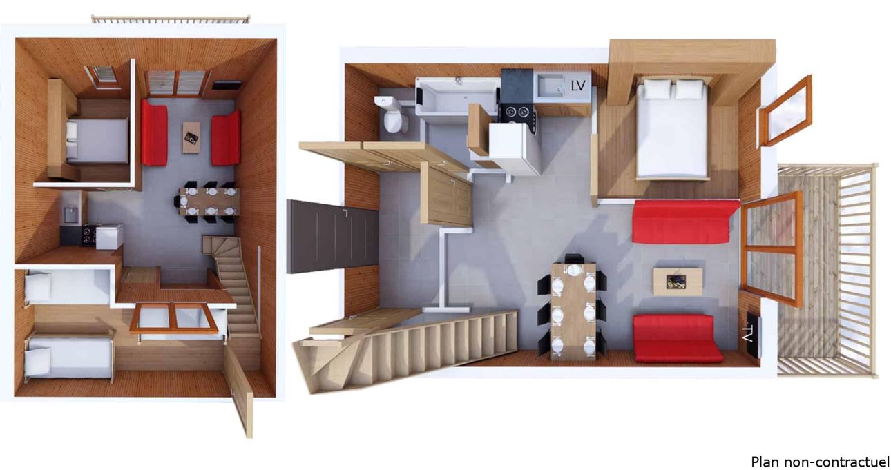 An image of the floorplan for the 5/7 Person Apartment - 49m2 at Les Balcons de Val Cenis le Haut