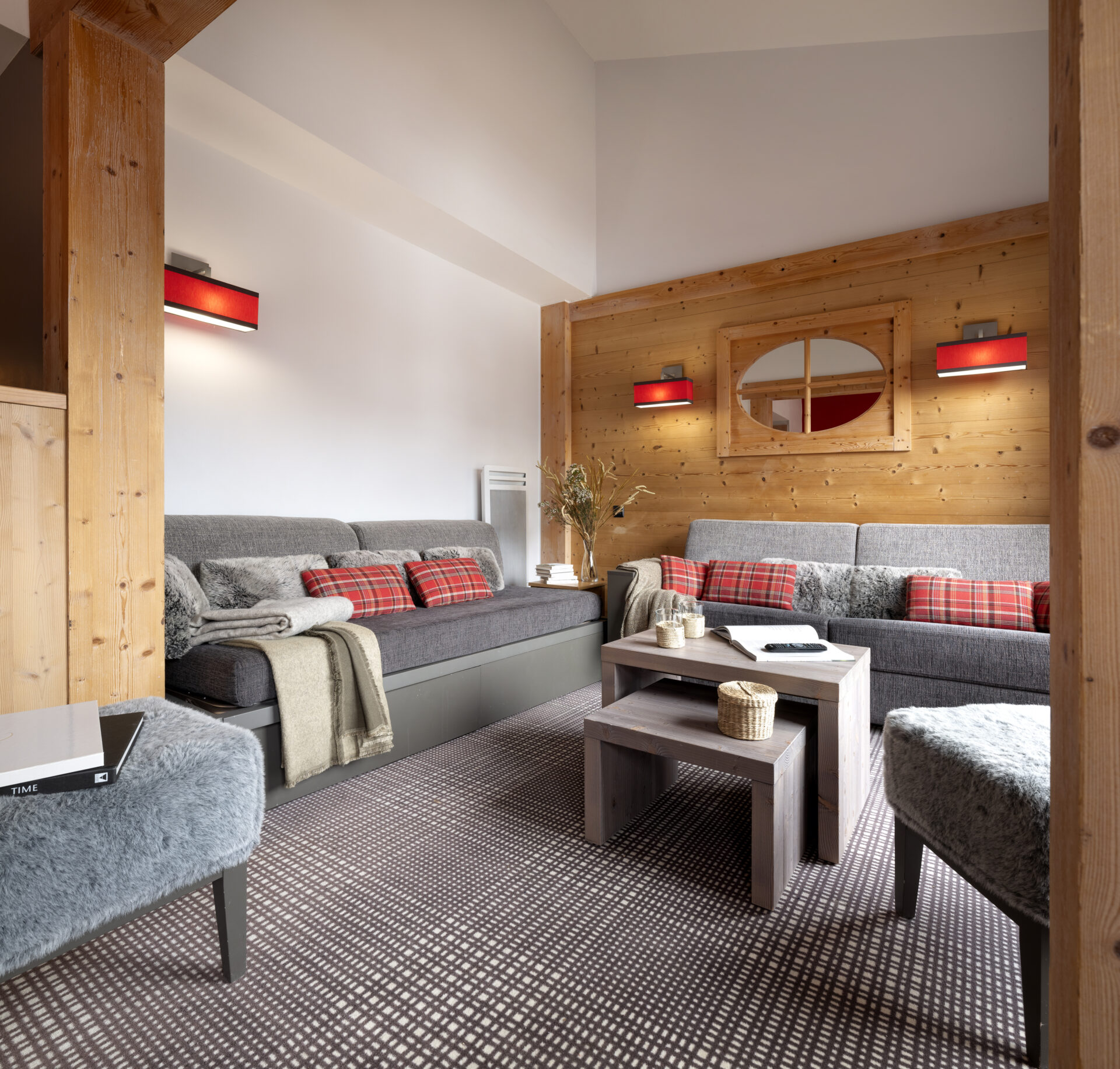 An image of one of the living rooms at Les Crets Meribel