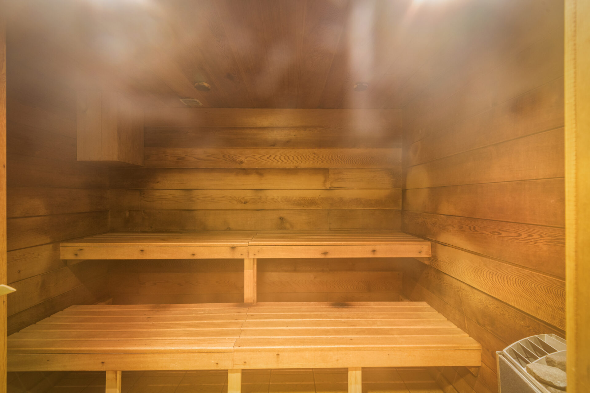 The sauna at Les Fermes du Soleil