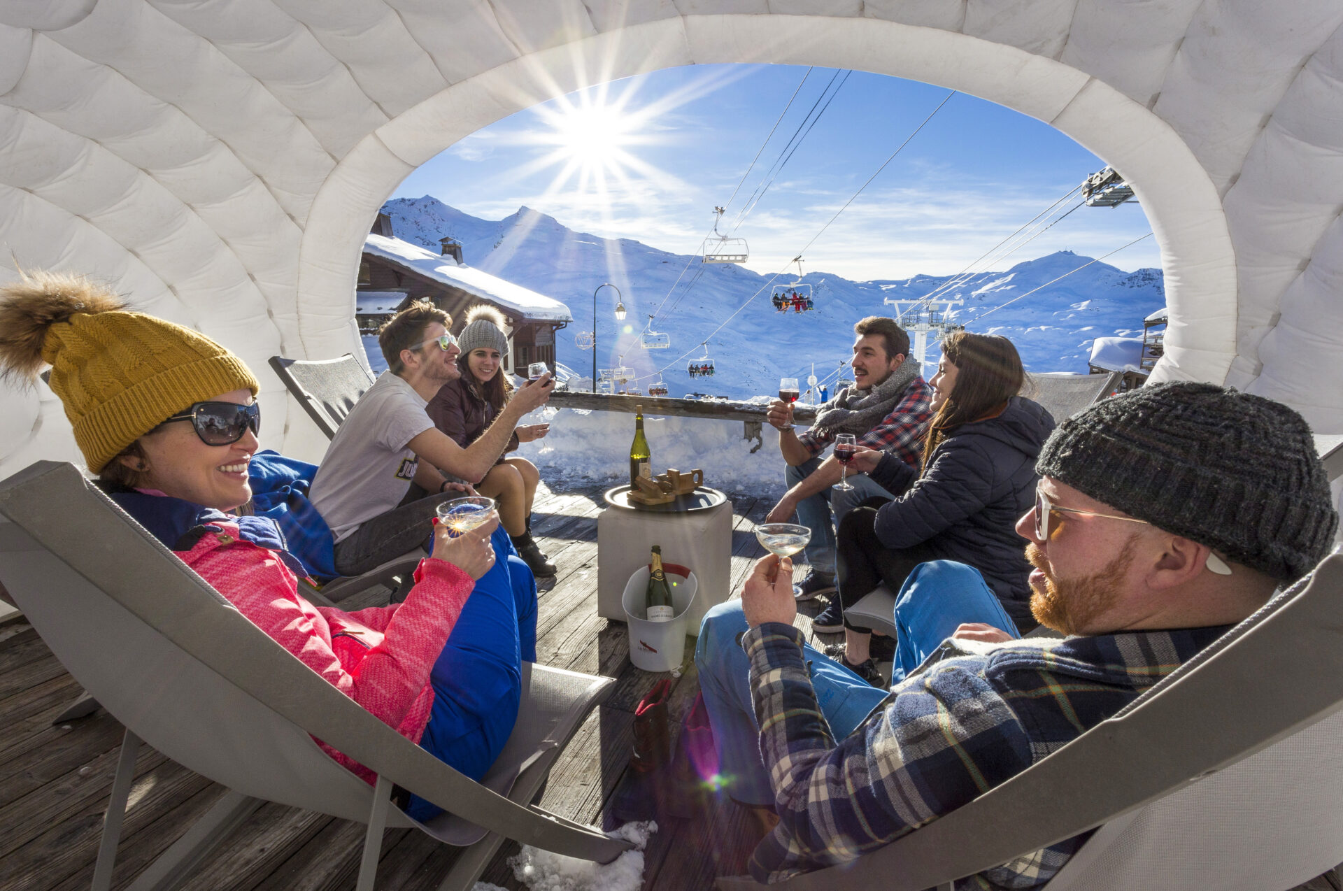 An image of the igloo on the terrace at Les Arolles Val Thorens