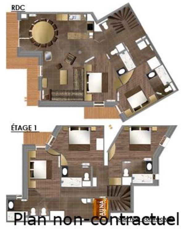 The floor plan for the 10/12 person apartment at Les Balcons Platinum Val Thorens