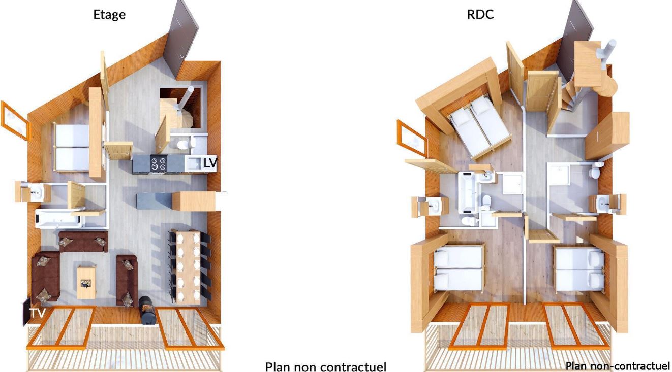 A floor plan for the 8/10 person Superior apartment at Les Balcons de Val Thorens