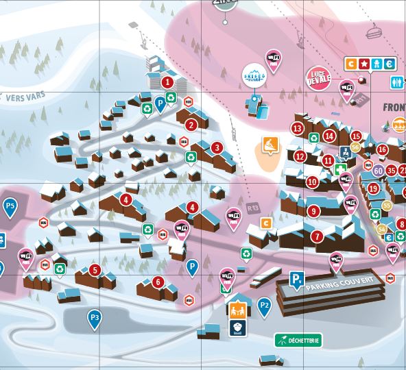 An image of the Risoul 1850 resort map