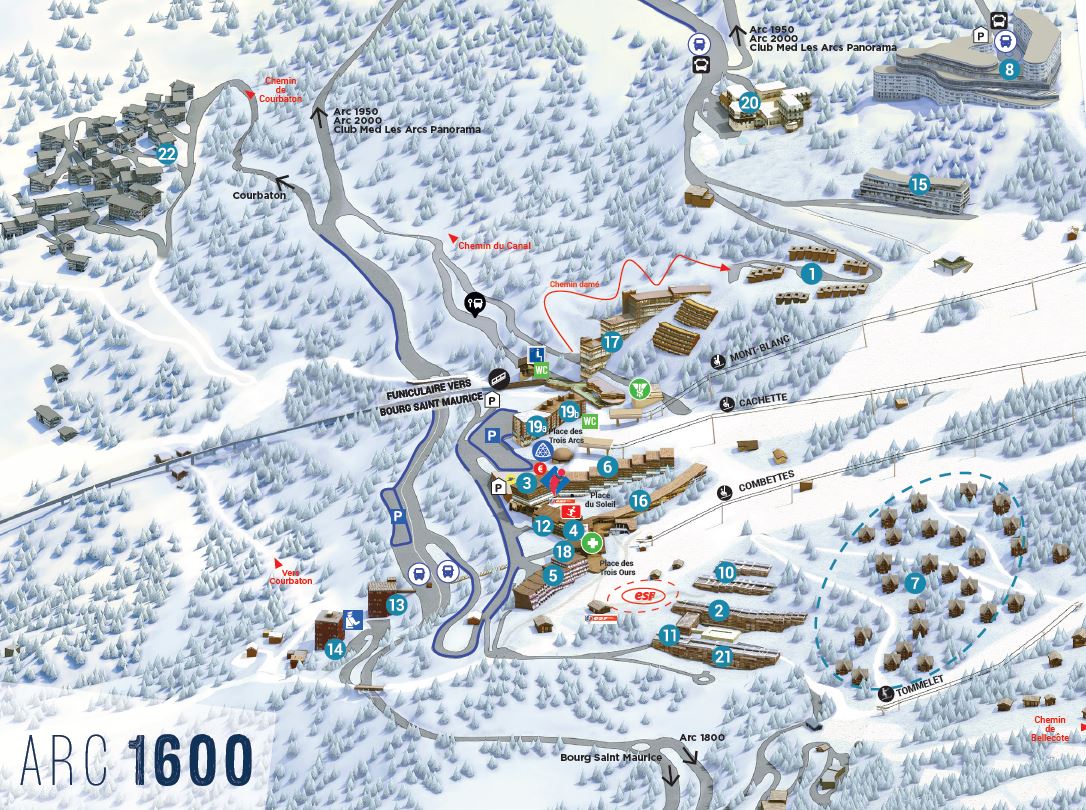 An image of the Arc 1600 Village Map