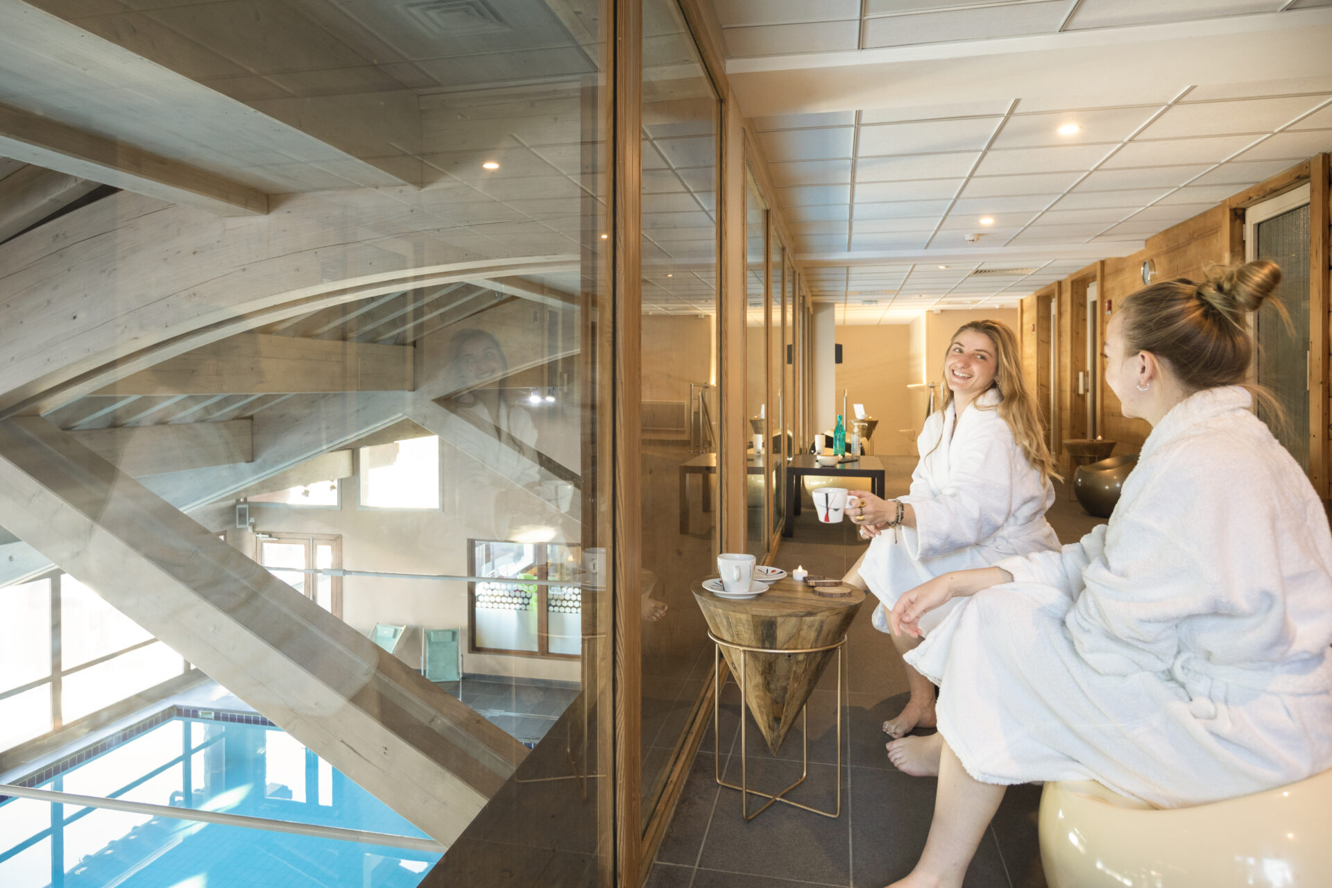 An image of a couple of ladies chilling in the spa area