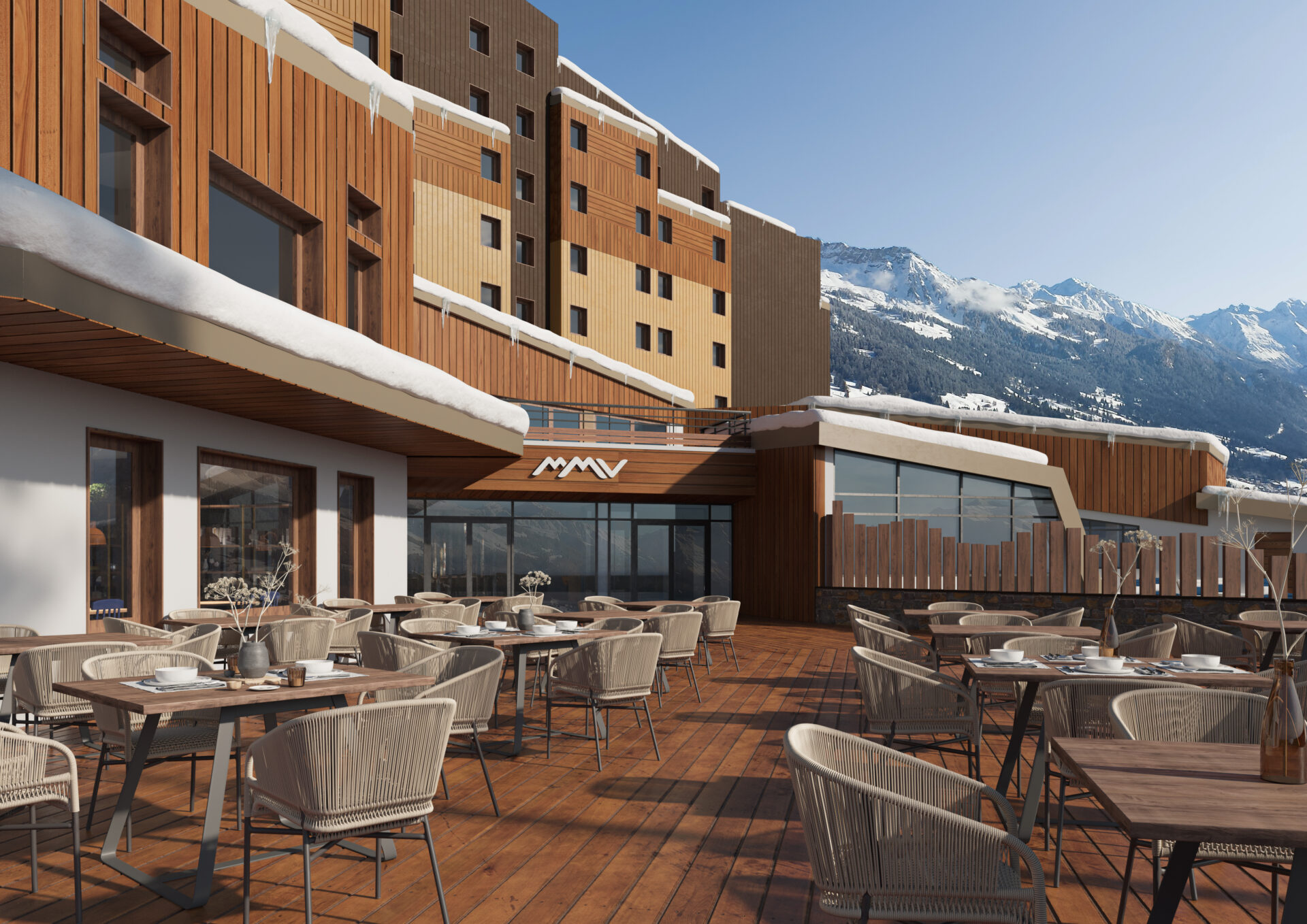 The sun terrace at Hotel Club MMV Les Bergers
