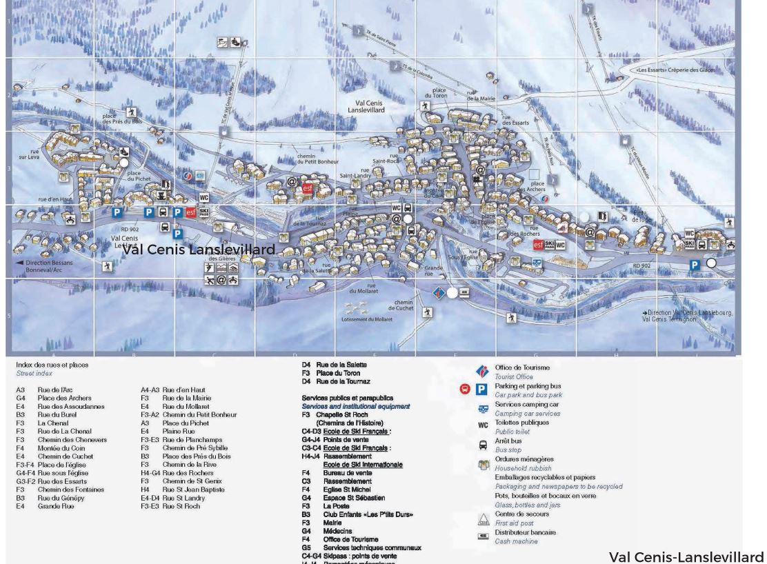 An image of the Val Cenis Lanslevillard village map