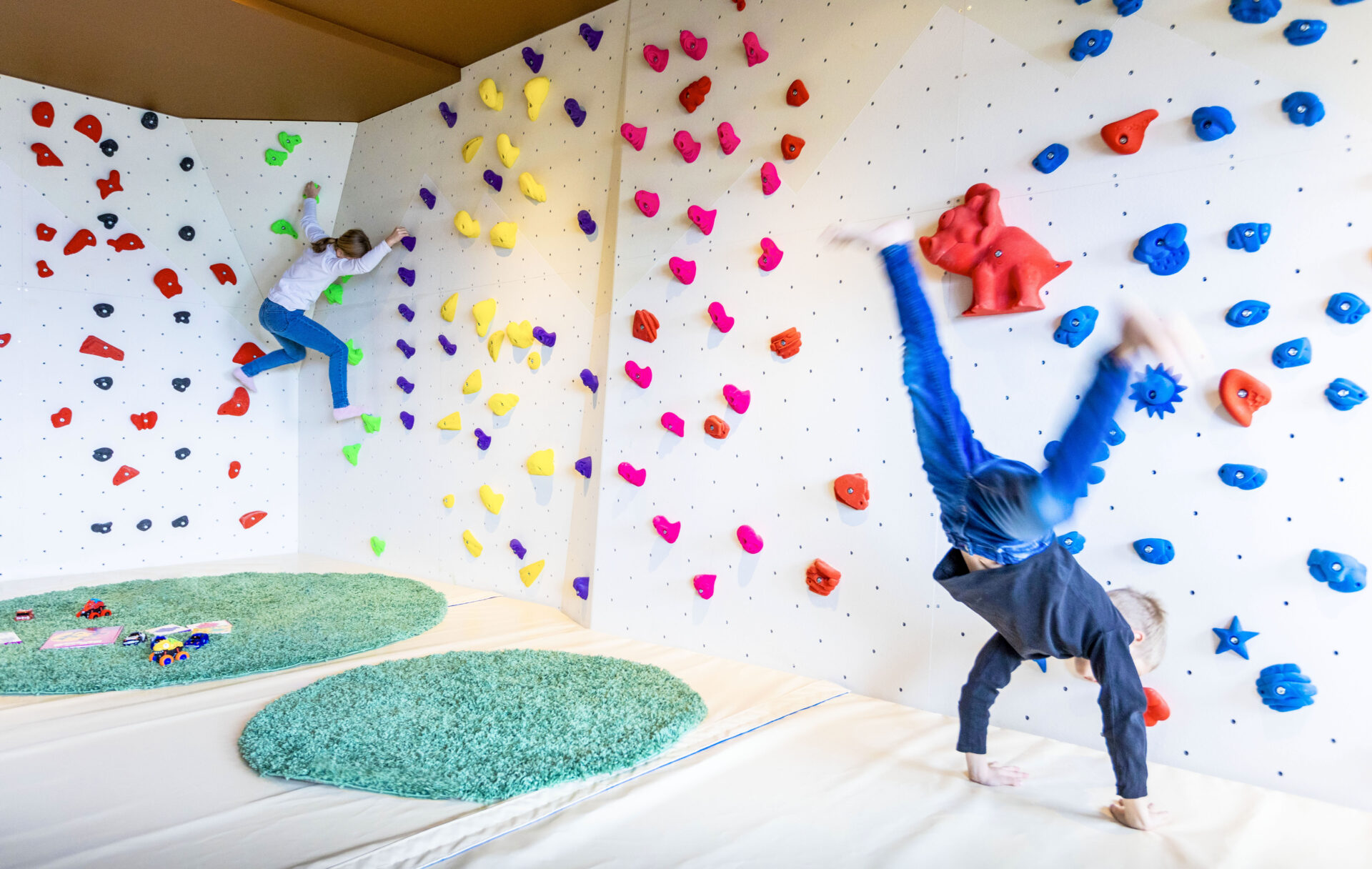 An image of the climbing wall at the kids club