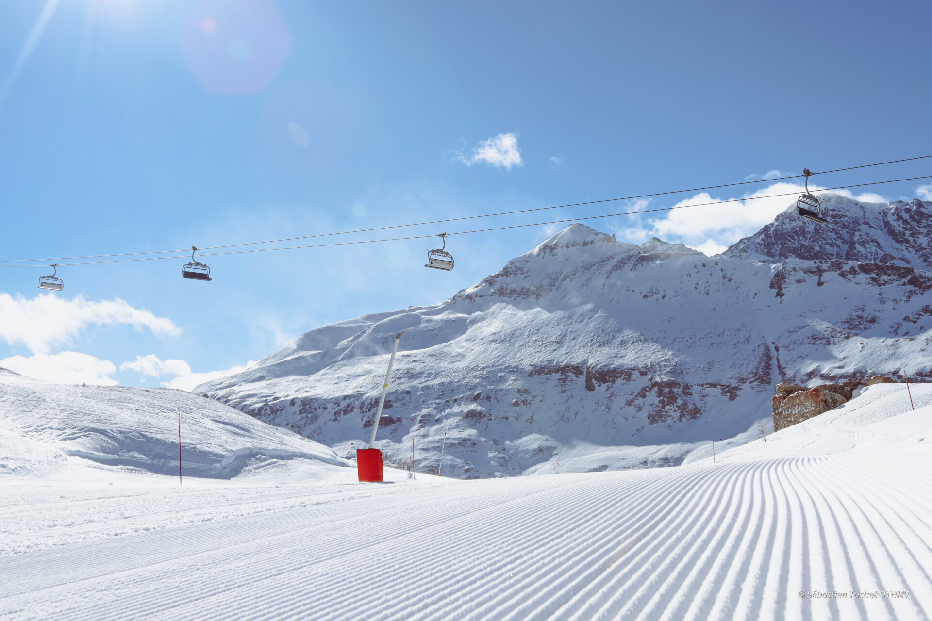 An image of the groomed pistes in Val Cenis