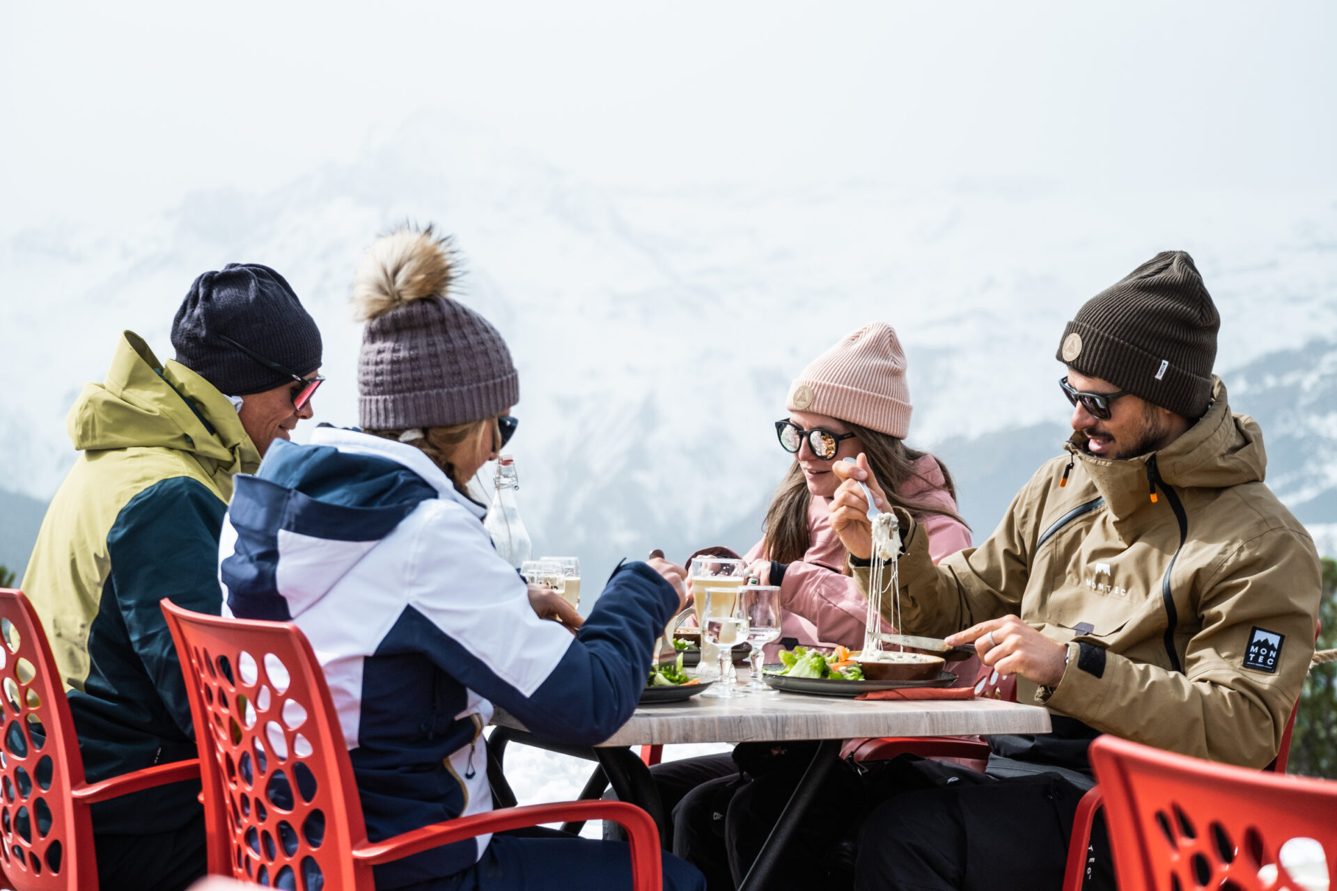 An image of a group enjoying one of the mountain restaurants