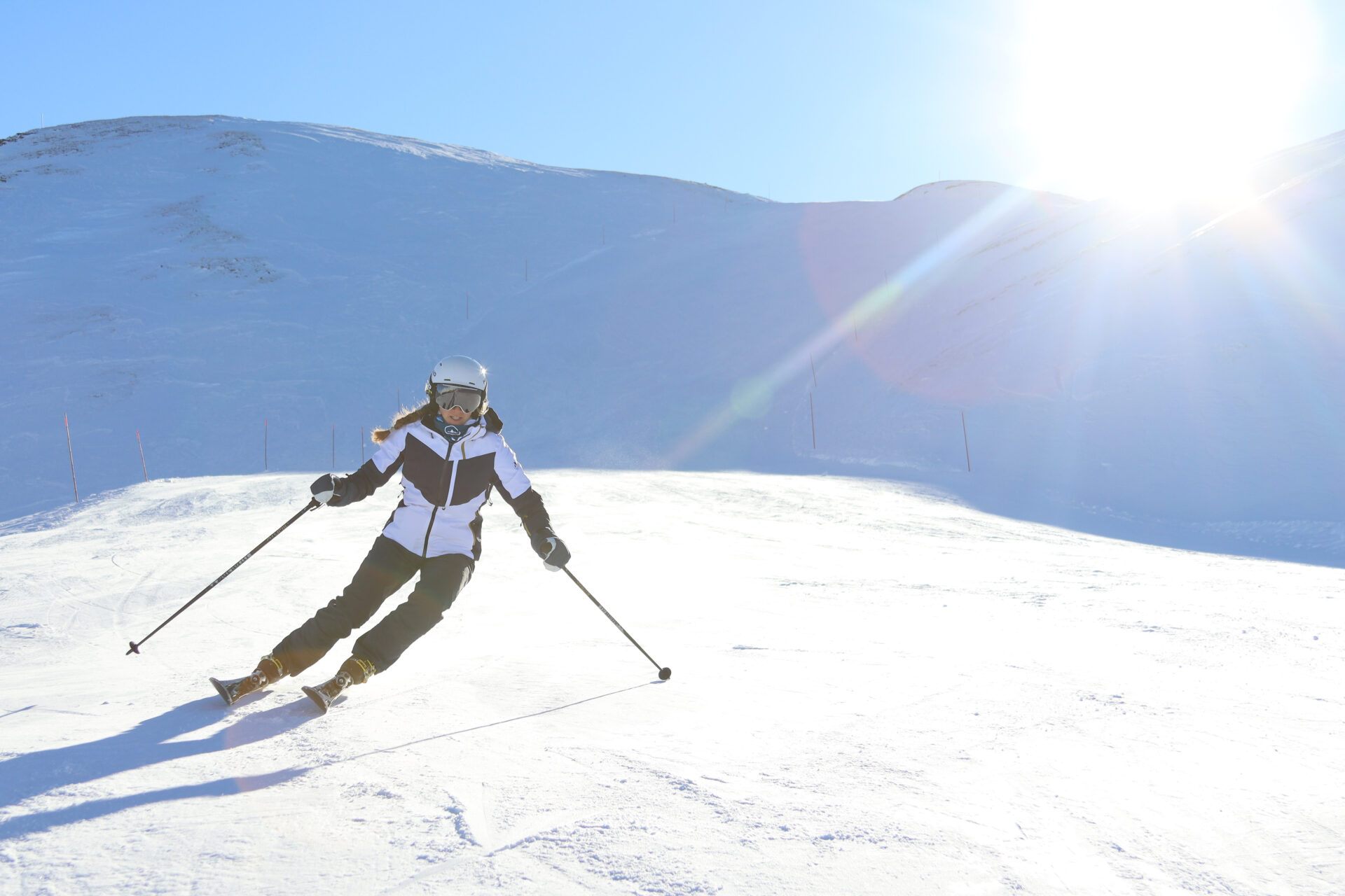 A skier enjoying the pistes