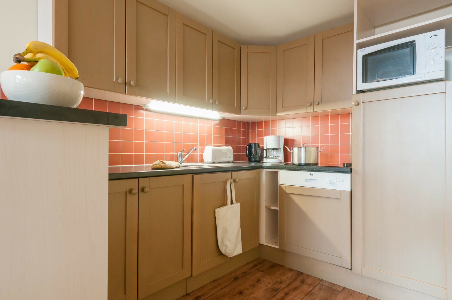 A kitchen in one of the apartments at Le Belmont Arc 1800